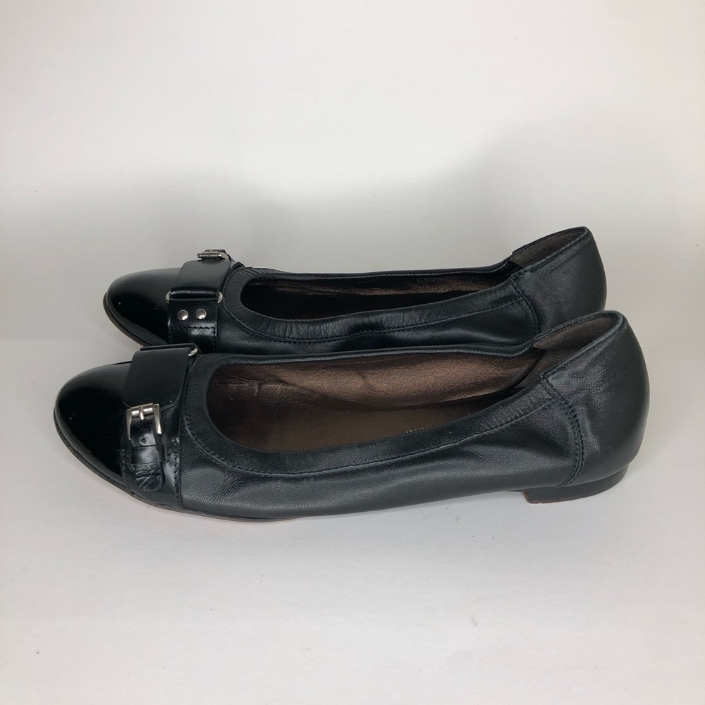 AGL Shoes Flats Slip Ons Women Size 40 US 9 Black Leather Italy Cap Toe - Picture 3 of 16